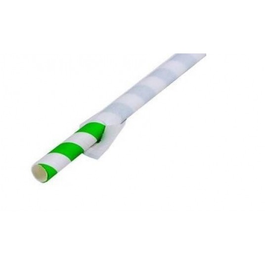 Słomka papierowa ETUI 8x197mm PASKI ZIELONA 200szt -zdjęcie numer 1