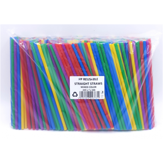 Słomka PP 7x220mm KOLOR MIX 500szt REUSE -zdjęcie numer 1