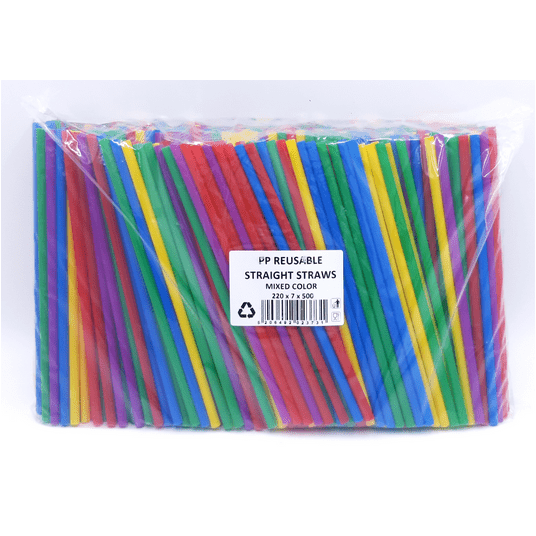 Słomka PP 7x220mm KOLOR MIX 500szt REUSE -zdjęcie numer 1