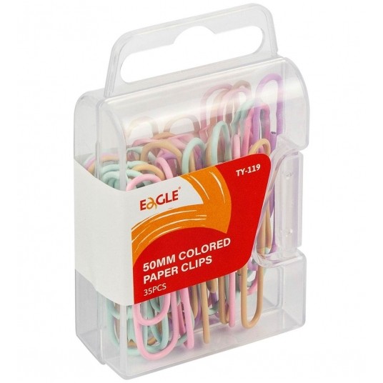Spinacz Pastel Eagle 50mm pudełko plastikowe 35szt -zdjęcie numer 2
