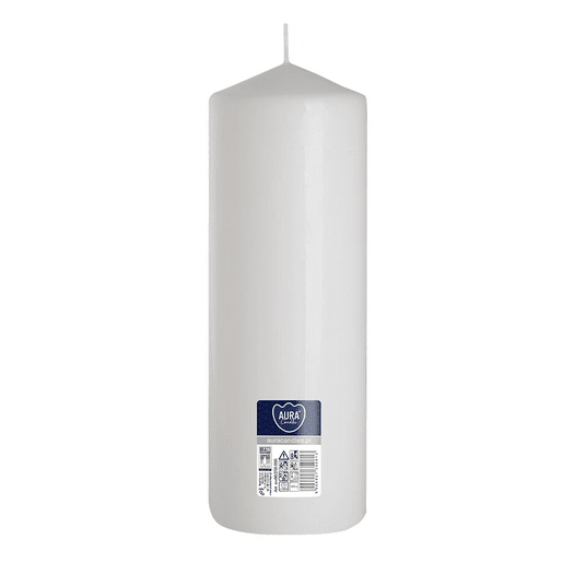 Świeca walec AURA 8 x 25cm BIAŁA /6 -zdjęcie numer 1
