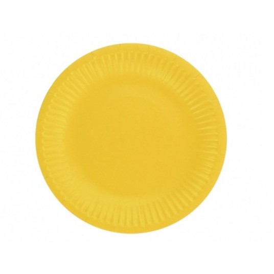 Talerz papierowy wzór 23cm białe obwód żółte -zdjęcie numer 1