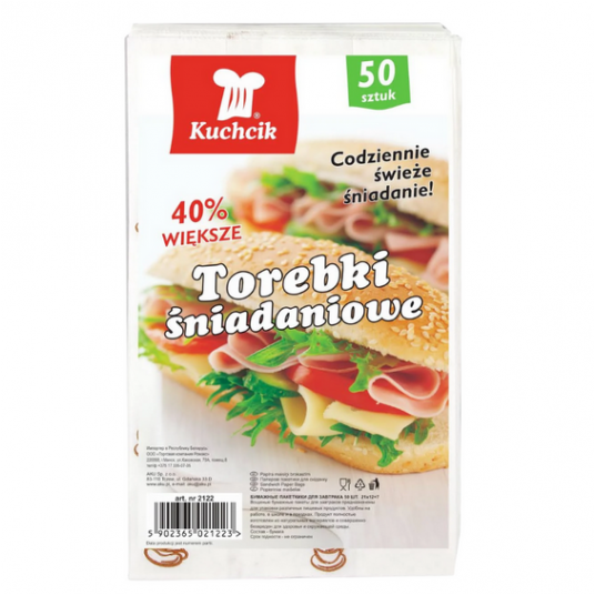 Torebki śniadaniowe KUCHCIK 12x21cm 50szt /50 -zdjęcie numer 1