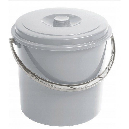 Wiadro plastikowe 10L z pokrywą GRAFIT 1szt/10 -zdjęcie numer 1