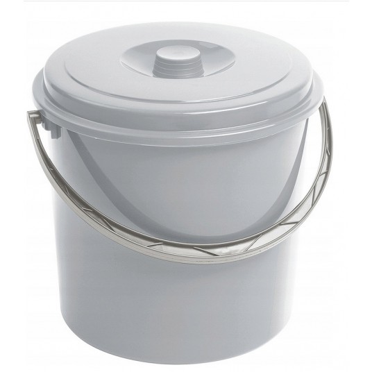 Wiadro plastikowe 10L z pokrywą GRAFIT 1szt/10 -zdjęcie numer 1