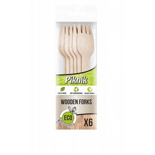 Widelec drewniany PIKNIK 6szt -zdjęcie numer 1