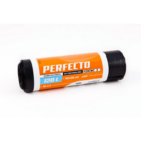 Worki śmieci PERFECTO LDPE czarne 120L 10szt /34 -zdjęcie numer 1