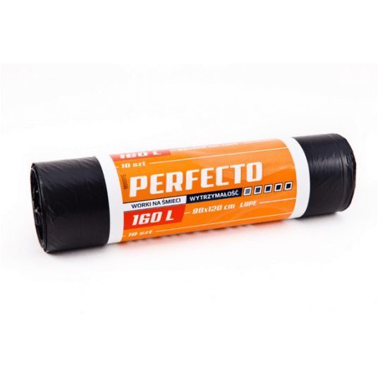 Worki śmieci PERFECTO LDPE czarne 160L 10szt /18 -zdjęcie numer 1