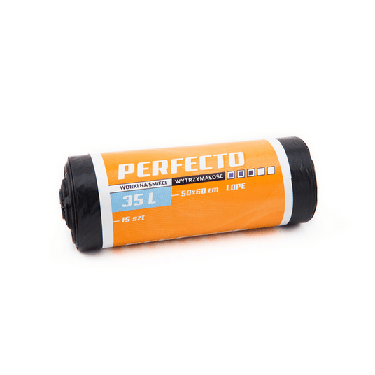 Worki śmieci PERFECTO LDPE czarne 35L 15szt /48 -zdjęcie numer 1