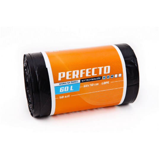 Worki śmieci PERFECTO LDPE czarne 60L 50szt /16 -zdjęcie numer 1