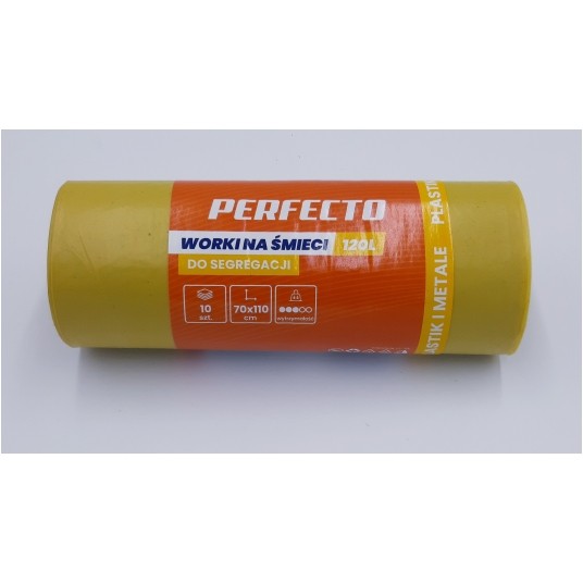 Worki śmieci PERFECTO LDPE żółte 120L 10szt /25 -zdjęcie numer 1