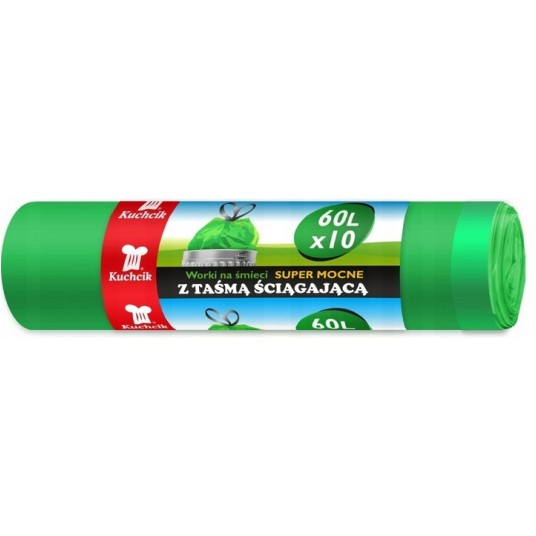 Worki śmieci taśma KUCHCIK 60L 10szt zielone /50 -zdjęcie numer 1