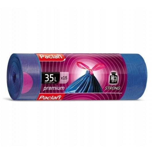 Worki śmieci taśma PREMIUM niebiesk 35L 15szt /30 -zdjęcie numer 1