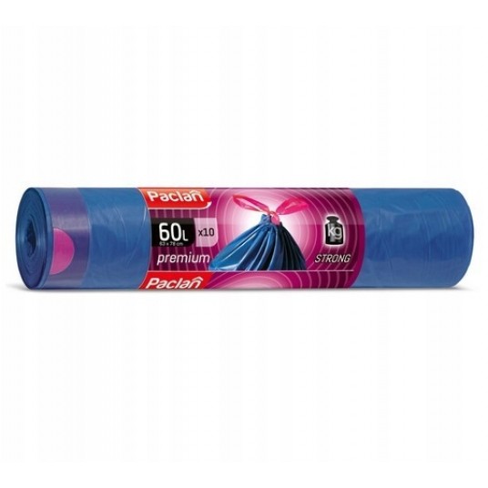 Worki śmieci taśma PREMIUM niebiesk 60L 10szt /33 -zdjęcie numer 1