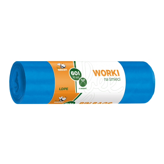 Worki śmieci ucho BEE SMART 60L niebieski 16szt/24 -zdjęcie numer 1