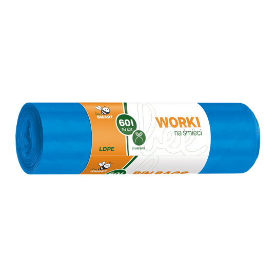 Worki śmieci ucho BEE SMART 60L niebieski 16szt/24 -zdjęcie numer 1