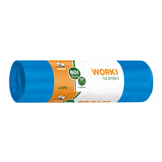 Worki śmieci ucho BEE SMART 60L niebieski 16szt/24 -zdjęcie numer 1
