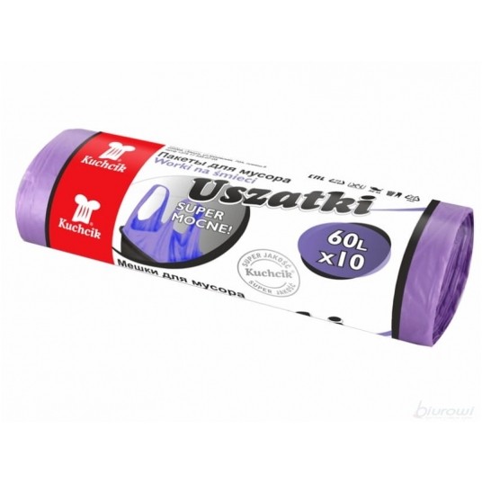 Worki śmieci ucho KUCHCIK 60L 10szt fioletowe /50 -zdjęcie numer 1