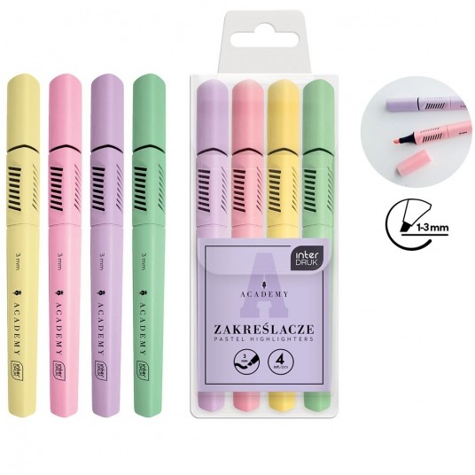 Zakreślacz Interdruk 4 kolory pastel Academy -zdjęcie numer 1