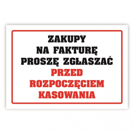 Zakupy na fakturę Tabliczka A5 -zdjęcie numer 1