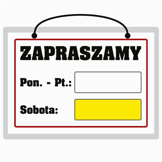 ZAPRASZAMY od pon do soboty Tabliczka A4 lamino -zdjęcie numer 1