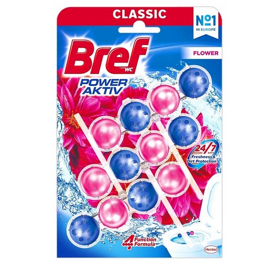 Zawieszka wc kulki BREF POWER ACTIV 3x50g FLOWER -zdjęcie numer 1