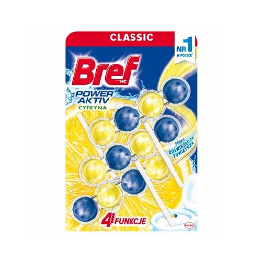 Zawieszka wc kulki BREF POWER ACTIV 3x50g LEMON -zdjęcie numer 1