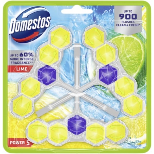 Zawieszka wc kulki DOMESTOS Power5 3x50g LIME -zdjęcie numer 1