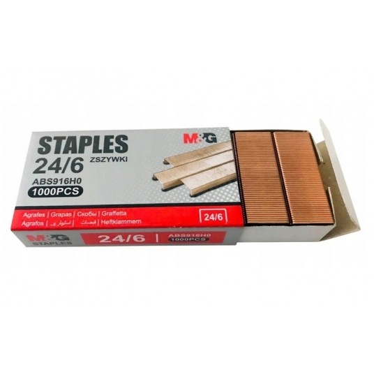 Zszywki 24/6 miedziane STAPLES M&G 1000szt /10 -zdjęcie numer 1
