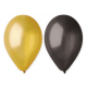 Balony metaliczne Gemar 26cm ZŁOTY & CZARNY 50szt -zdjęcie numer 1