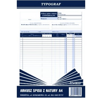 Arkusz spisu z natury A4 1szt /5