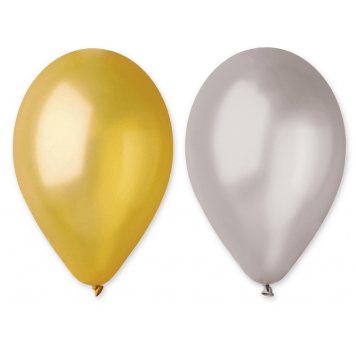 Balony metaliczne Gemar 26cm ZŁOTY & SREBRNY 50szt