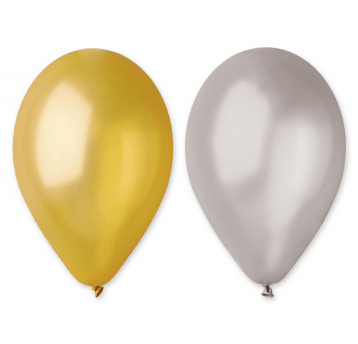Balony metaliczne Gemar 26cm ZŁOTY & SREBRNY 50szt
