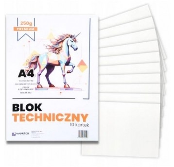 Blok techniczny PREMIUM A4 Biały 250g Wektor