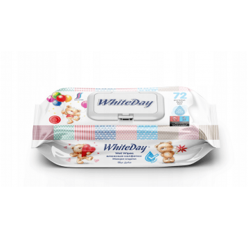 Chusteczki nawilżane Whiteday 72szt z klipem /24