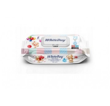 Chusteczki nawilżane Whiteday 72szt z klipem /24