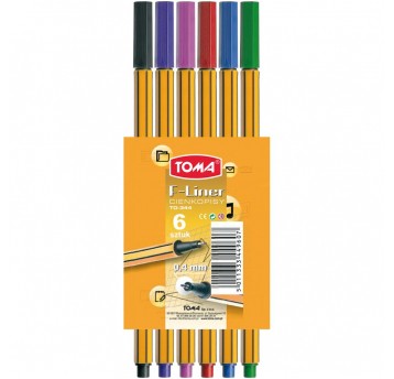 Cienkopis TOMA F-LINER 0.4MM 6 kolorów