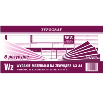 Druk wydanie zewnęt 1/3 A4 /6 pozycyjne 1szt /5