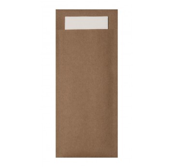 Etui na sztućce KRAFT z biała serwetką 100szt