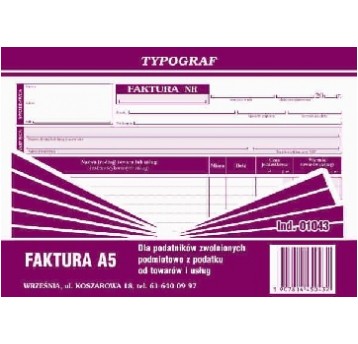 Faktura dla podatników zwoniol z podatk A5 1szt /5