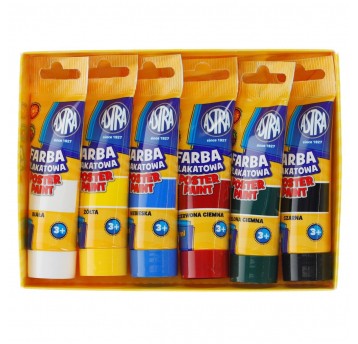 Farby plakatowe w tubie ASTRA 6 kolorów 30ml