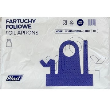 Fartuch foliowy biały 50szt PLAST 81x125cm /20