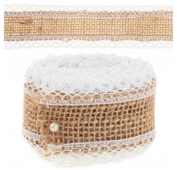 Juta z koronką 2,5cm -3,5cm