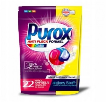 Kapsułki do prania PUROX 22szt KOLOR