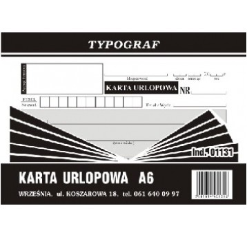 Karta urlopowa A6 1szt /5