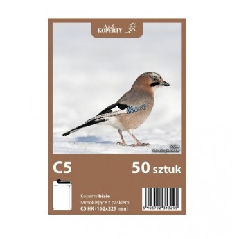 Koperta C5 BIAŁA 162x229 samoklejąca pasek 50szt