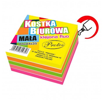 Kostka biurowa mała 84x84x35 FLUO Klejona Protos