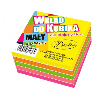 Kostka biurowa mała 84x84x35 FLUO NIEklejo Protos