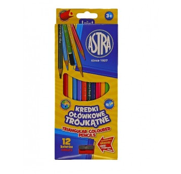 Kredki ołówkowe ASTRA 12 kolorów trójkątne