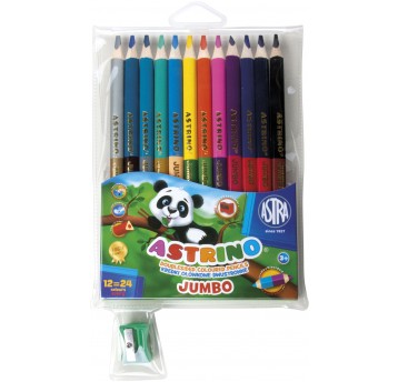 Kredki ołówkowe Astrino jumbo 12szt 24 kol